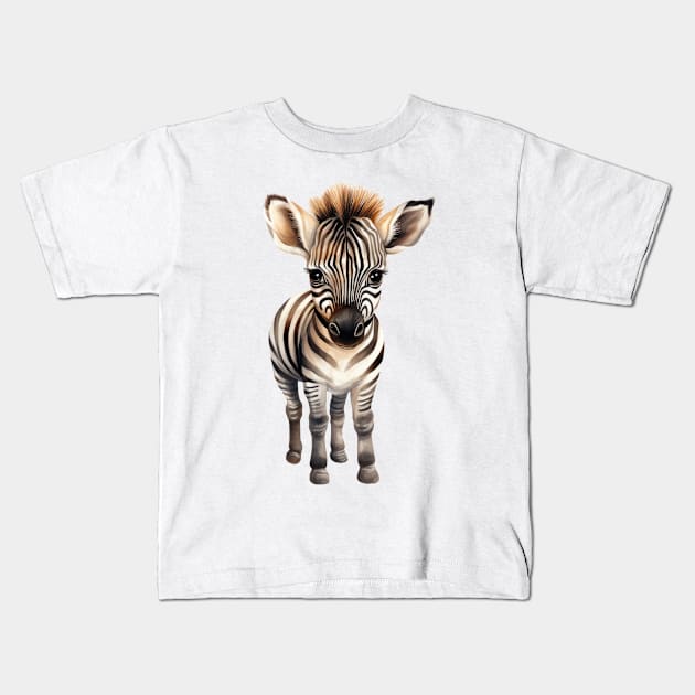 Baby Zebra Kids T-Shirt by Chromatic Fusion Studio